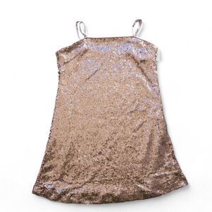 In Loom Thin Strap Sequin Mini Dress Rose Gold Women's Small (S)